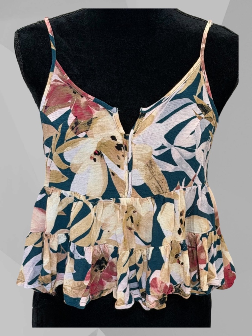 MIDNIGHT BAKERY Tiered Sleeveless Crop Top Adj Spaghetti Straps M VGUC